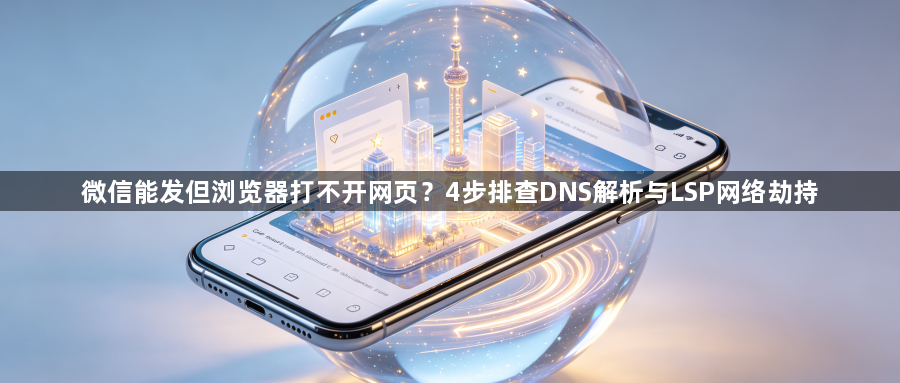 微信能发但浏览器打不开网页？4步排查DNS解析与LSP网络劫持1