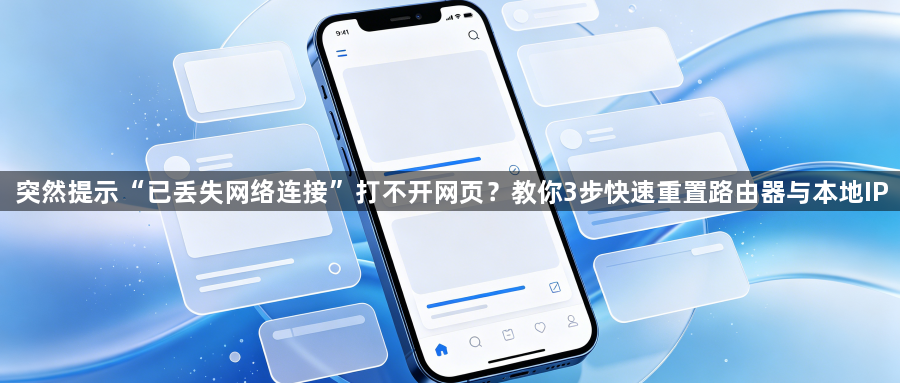 突然提示“已丢失网络连接”打不开网页？教你3步快速重置路由器与本地IP1
