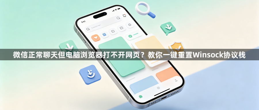 微信正常聊天但电脑浏览器打不开网页?教你一键重置Winsock协议栈1